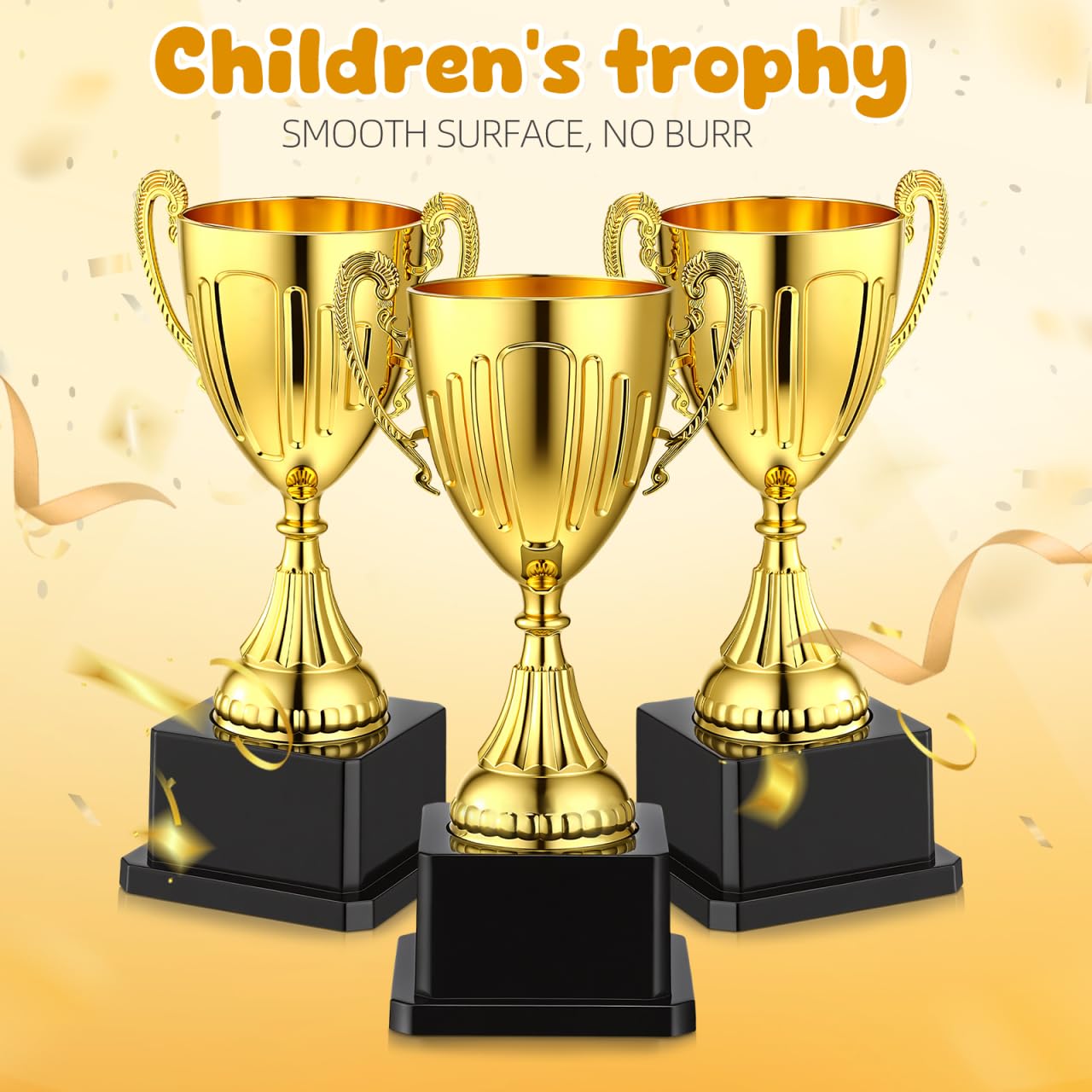 SEWACC Mini Trophy Cup, Plastic Golden Award Trophy with Black Base, Party Favor for Rewards, Winning Prizes, Party Favors, 7.48X3.07 Inch