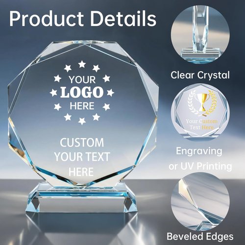 Thryonix Personalized Crystal Trophy Award – Custom Awards and Trophies for Employees, Coworkers, Boss – Retirement, Farewell, Appreciation, Recognition Gifts – Custom Engraved Plaques