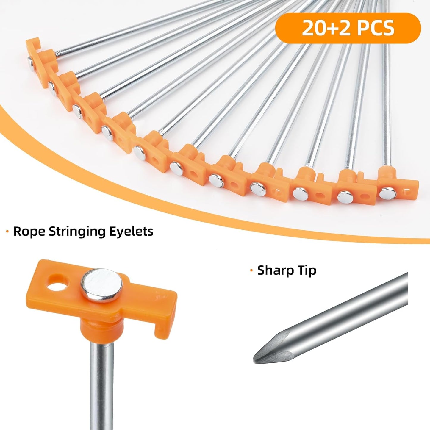 12PCS Tent Stakes Heavy Duty Camping Stakes,AVOFOREST 7.1Inch Non-Rust Metal Tent Pegs Ground Stakes Tent Spikes Camping,Hiking Orange