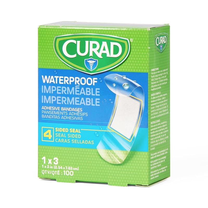 Curad Waterproof 1 x 3 in Adhesive Bandages - 100 Count, Non-Latex, Plastic