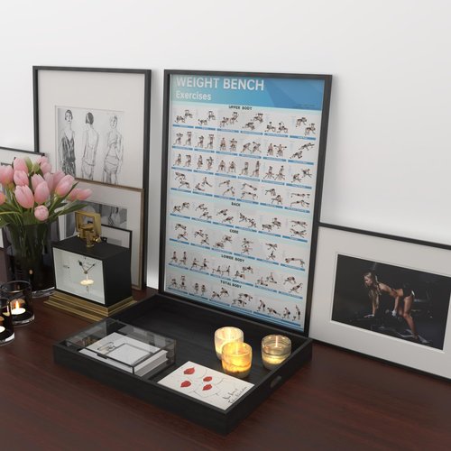 MCNBLK Fitness Bench Poster - Adjustable Benches Body Building Guide-LAMINATED, 17" x 27"
