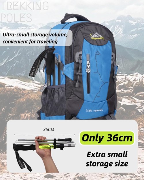 TianfuSpanda Collapsible Hiking Poles 2 Pack, 7075 Aluminum Alloy Trek Poles, Adjustable 45"-53" with Anti-Shock EVA Grips, 3-Section, 260lbs Ultralight Trekking Sticks for Snow Ice Rock Walking