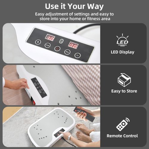 Vibration Plate Exercise Machine, Portable Workout Vibration Plate for Lymphatic Drainage, Full Body Vibration Platform Home Fitness Equipment for Men & Women, Grey