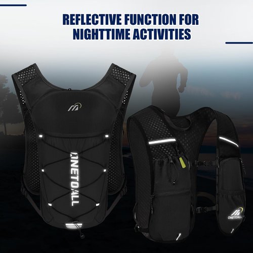 ONETOALL Running Vest for Women & Men, Lightweight 150g Hydration Backpack, 6L Pack for Trail Running, Marathon, Hiking, Cycling, Jogging, Adjustable Fit