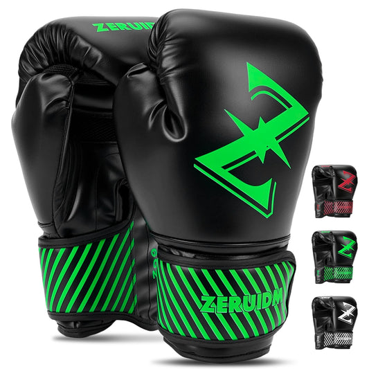 Kids Boxing Gloves, 6oz Youth Punching Gloves for 3–14, One-Piece-Moulded, Boxing Training Sparring Glove for Kickboxing, Punch Bag, Muay Thai, MMA(Green)