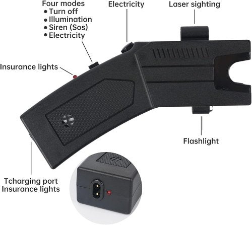 stun Gun 15ft Range with Flashlight Wrist Strap - Rechargeable Self-Defense Tool for Women, Men