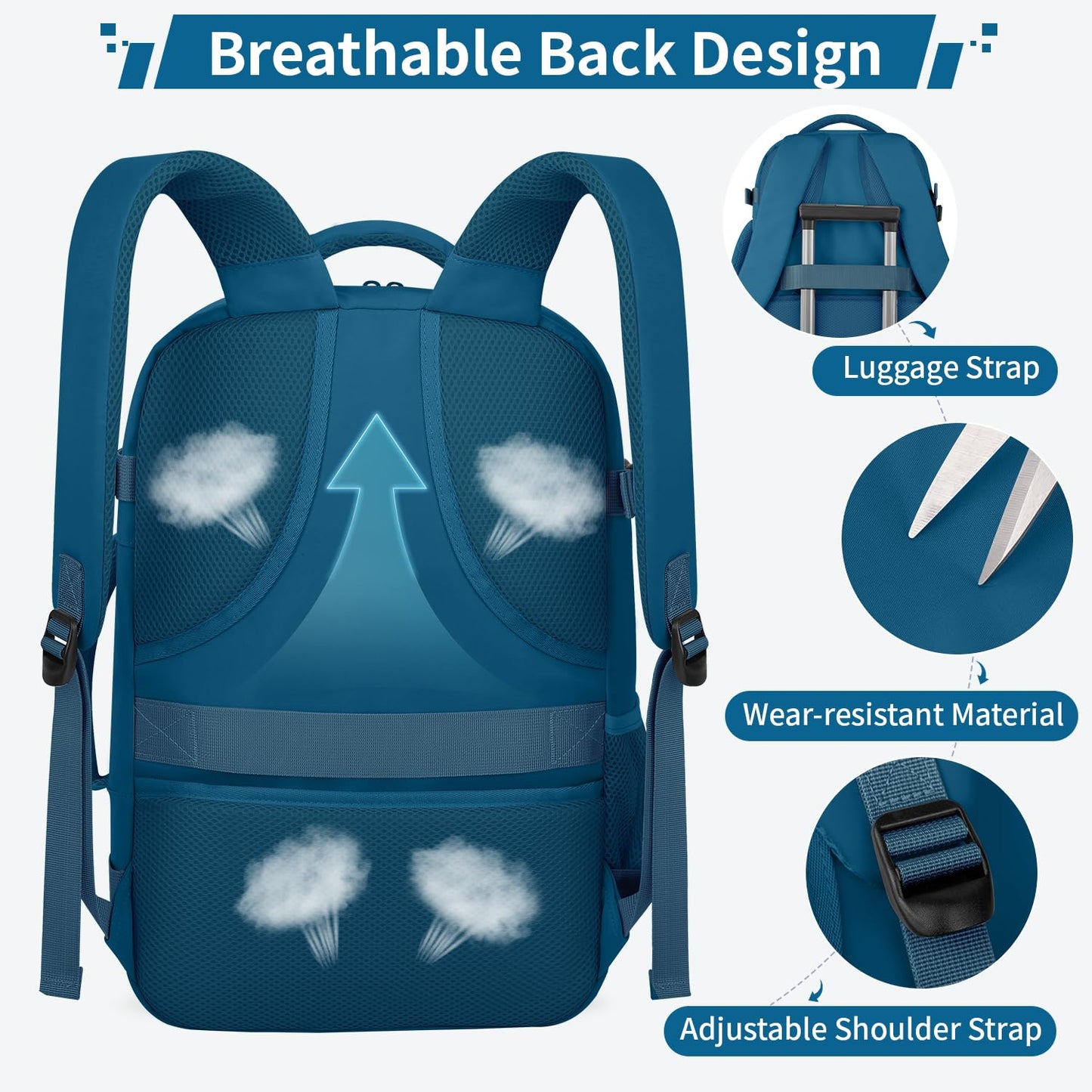 ZOMFELT Travel Backpack for Women Men, 18 x 14 x 8 inch Carry on Backpack