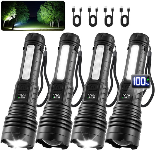 4Pack Rechargeable Flashlights High Lumens, 7Mode Flash light for Home