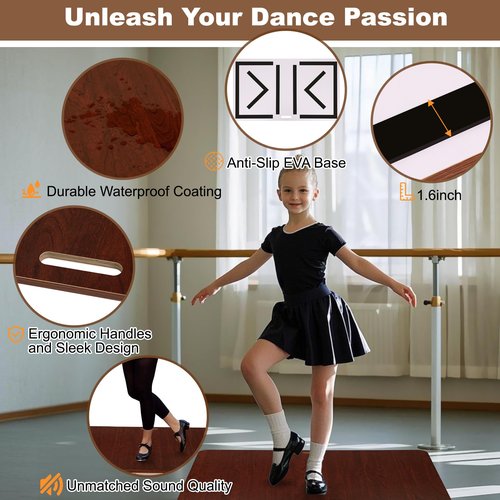 Fancat Tap Board for Tap Dancing, 47 1/4" L x 27 1/2" W Professional Tap Dance Floor, Portable Tap Dance Board for Home, Studio and Outdoor Use, Superior Sound, Lightweight Design