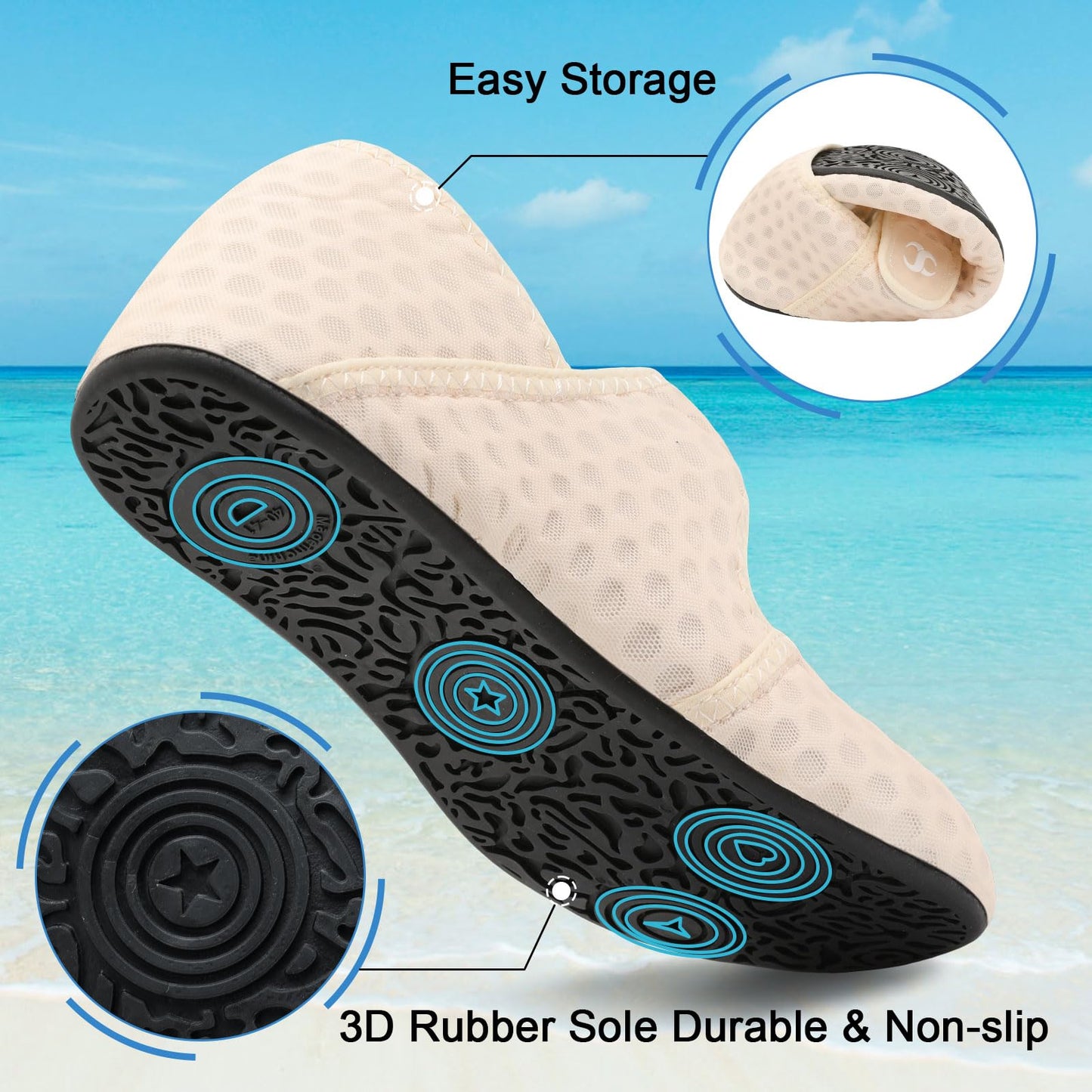 Water Shoes for Women Beach Swim Aqua Socks Wide Width Pool Swimming Sand Shoes Barefoot Yoga Slippers Shoes Summer Beach Shower Slides Size