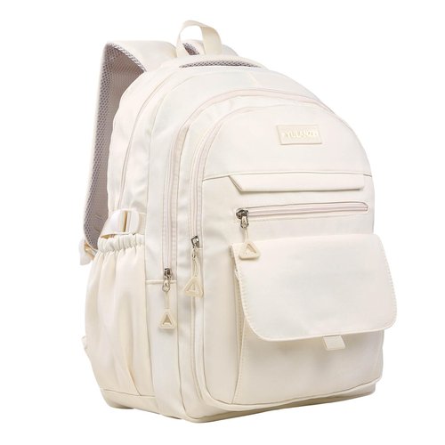 Phaoullzon Teen Girls School Backpack for Boys, College Aesthetic Laptop Bookbag for Women,Beige