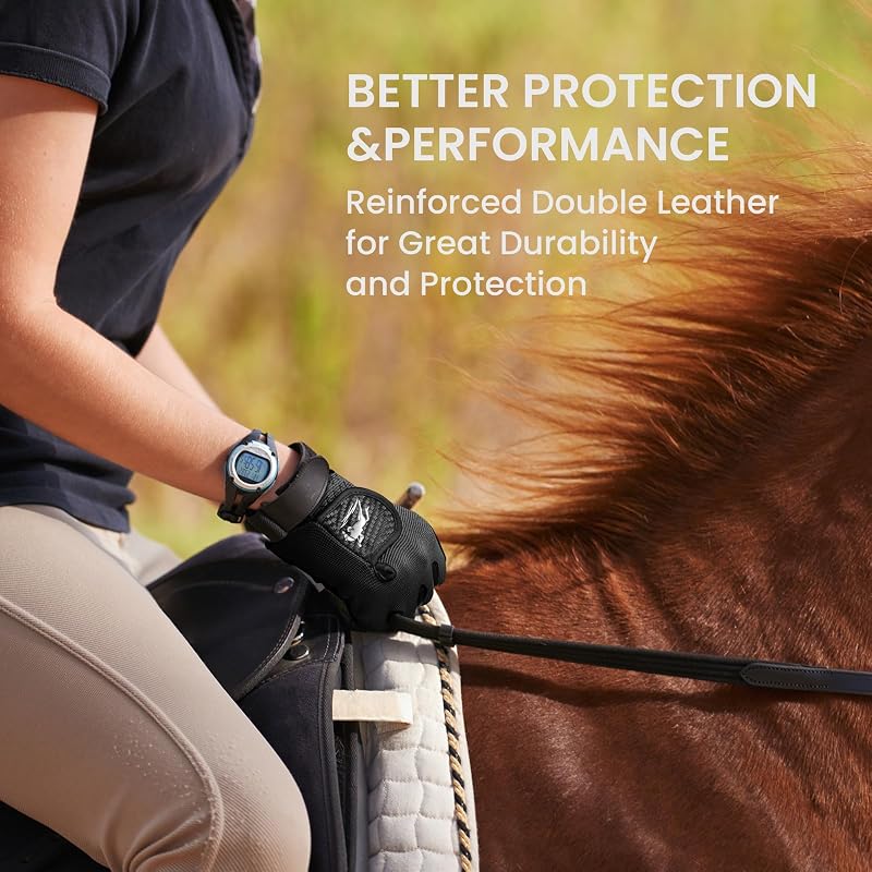Finger Ten Horse Riding Gloves for Women - Black, Medium