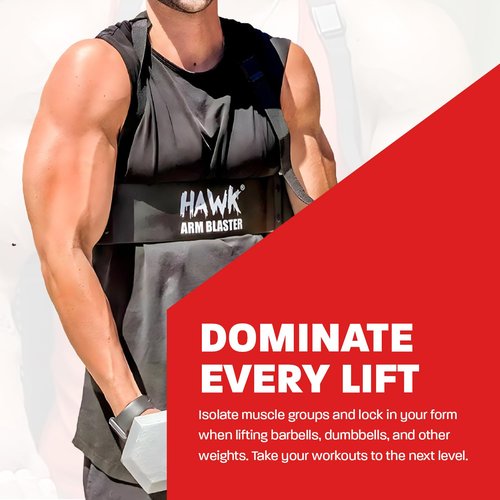 Hawk Sports Arm Blaster for Biceps & Triceps, Heavy Duty Aluminum with Thick Neoprene Padding for Neck Support, Adjustable Straps for Weightlifting & Bodybuilding, Portable Arm Workout Equipment