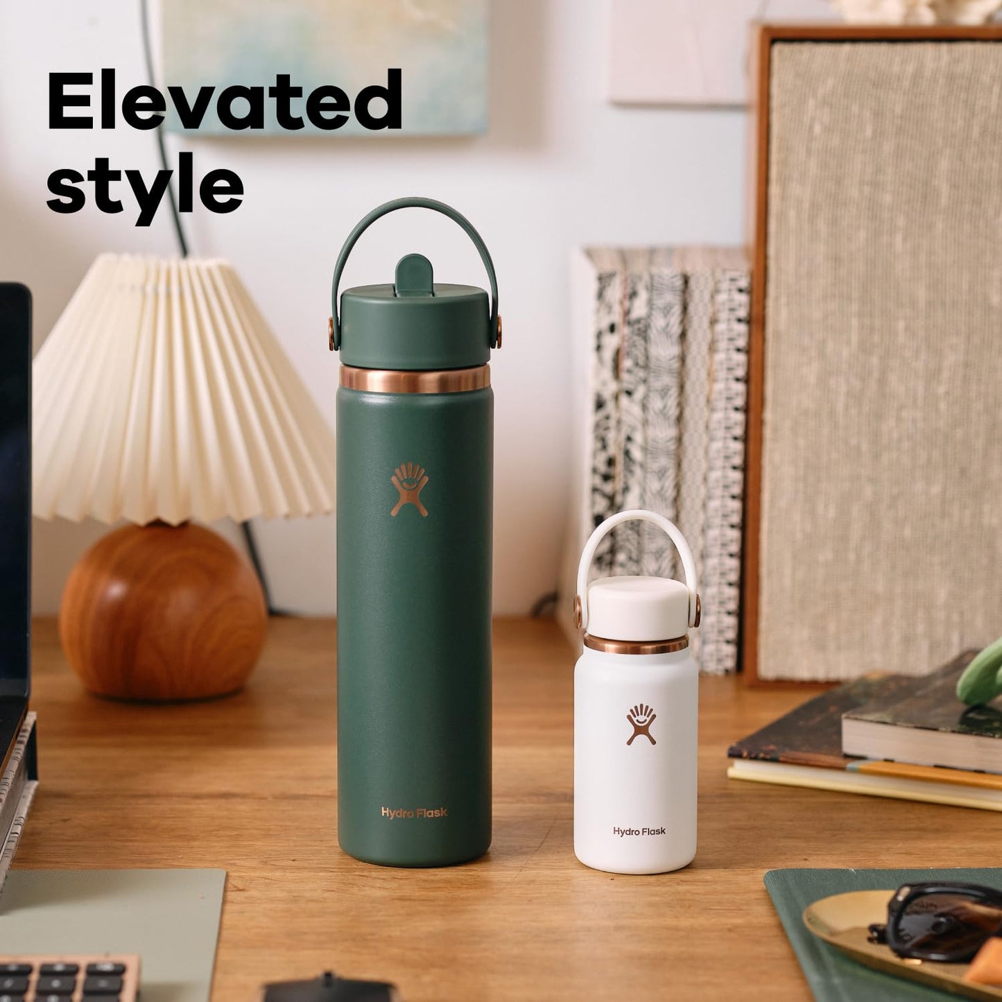 Hydro Flask Water Bottle - Insulated Stainless Steel - Wide Straw Lid, Non Spill, Leakproof in 24 Oz Chalk White Arc