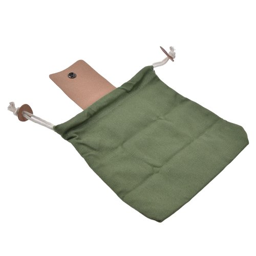 Foraging Pouch, PU Leather Canvas Mushroom Foraging Bag with Belt Loop, Metal Clasps, Collapsible Design, for Hiking Camping