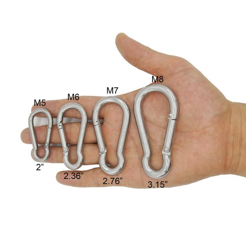 Outmate 304 Stainless Steel Carabiners -2.36 inch Heavy Duty, Durable & Rust-Free Clips for Gym, Swing, Dog Leashes, Hammocks, Keychains, and More(304,M6,Pack of 6)