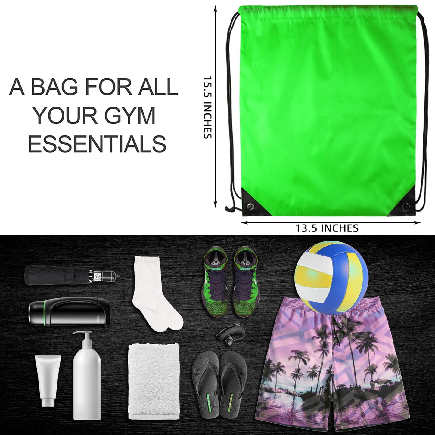 GoodtoU Drawstring Backpack Nylon Bags Pack Bulk Cinch Sack Gym Bag Drawstring Backpack for Sport, Traveling, Team (Green, 80Pcs)