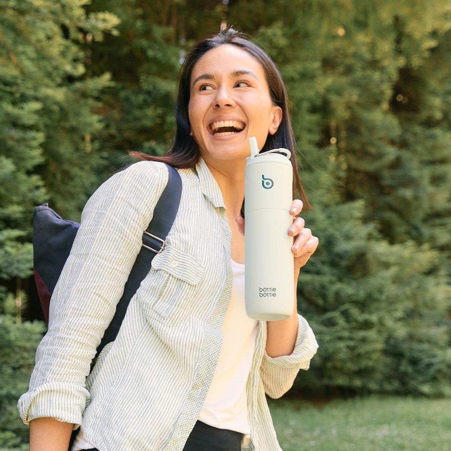 BOTTLE BOTTLE Insulated Water Bottle 24oz with Straw Lid and Handle for Sports Travel Gym Stainless Steel Water Bottles Double-Wall Vacuum Metal Leak Proof BPA-Free (Light Green)