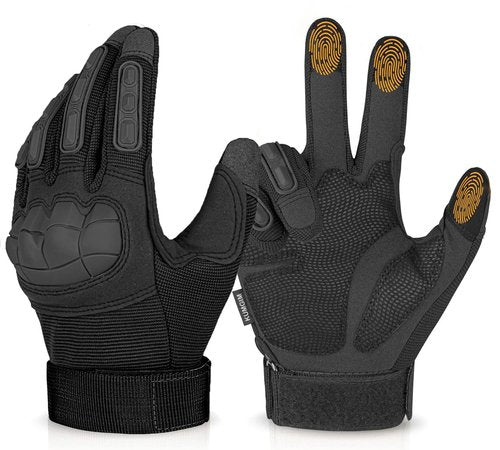 KUMGIM Tactical Gloves for Men Women, Motorcycle Gloves Touchscreen Airsoft Hunting Shooting Glove Black Tan for Outdoor Paintball Work Motorcycle Climbing Survival Training