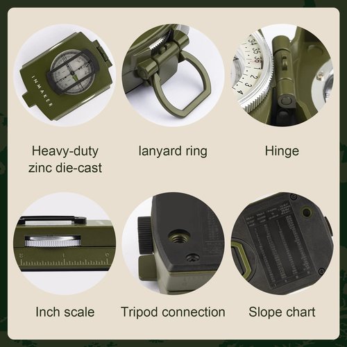 INMAKER Compass, Compass Hiking with Survival Whistle, Luminous Compass Gift for Kids, Apply to Outdoor Survival, Camping and Navigation