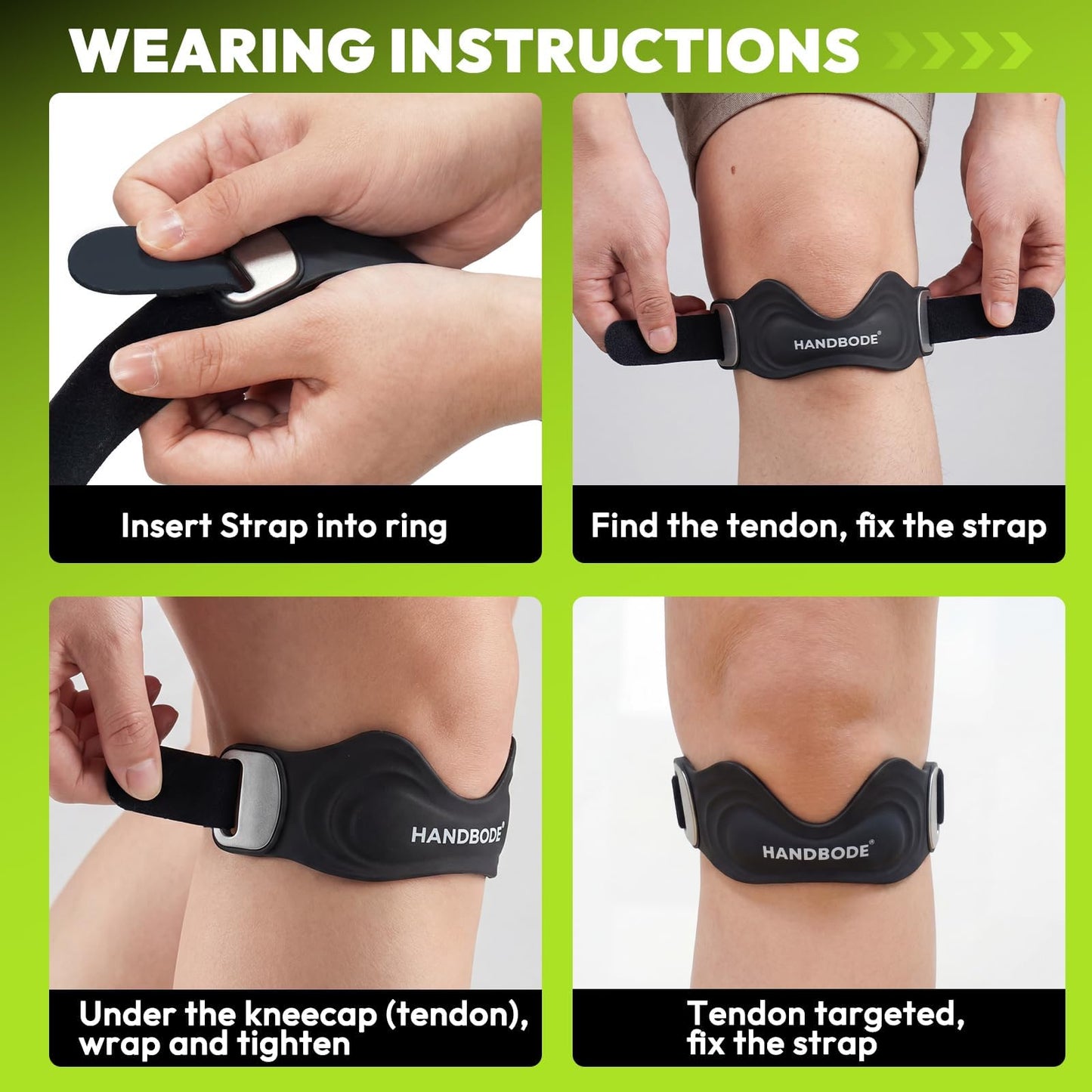 HANDBODE Patellar Tendon Support Strap, Knee Brace for Women Men, 1PC