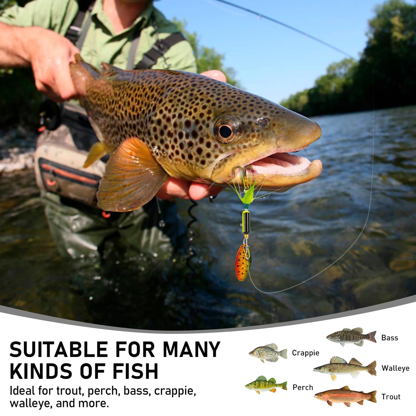 THKFISH Spinner Baits Fishing Spinners Spinnerbait Trout Lures Fishing Lures for Bass Trout Crappie