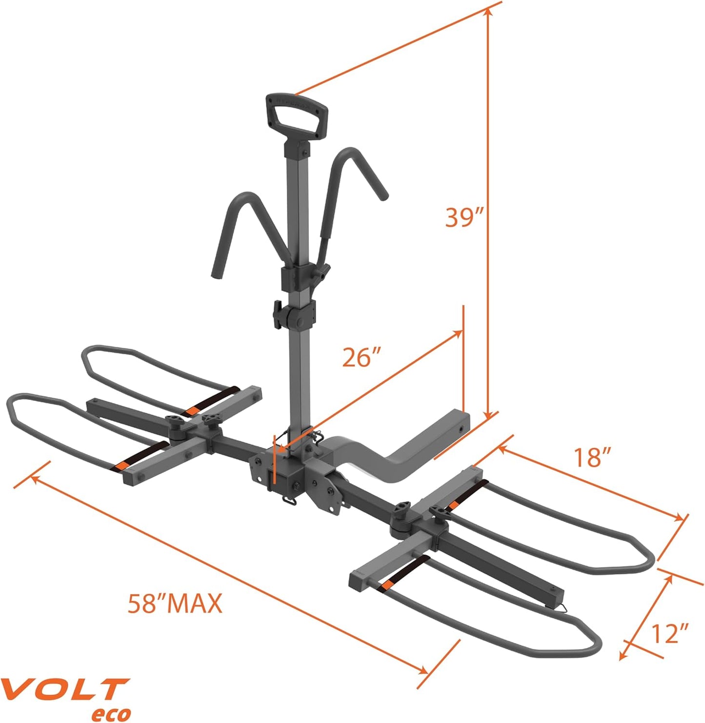 HYPERAX Volt 2 - E Bike Hitch Mounted Platform Style 2 Bikes Carrier for Car, SUV, Trucks, Sedan, Tilting e-Bike Rack for Hitch Fits Up to 2 X 70 lbs Bike with Up to 5" TIRE - NO RV USE!