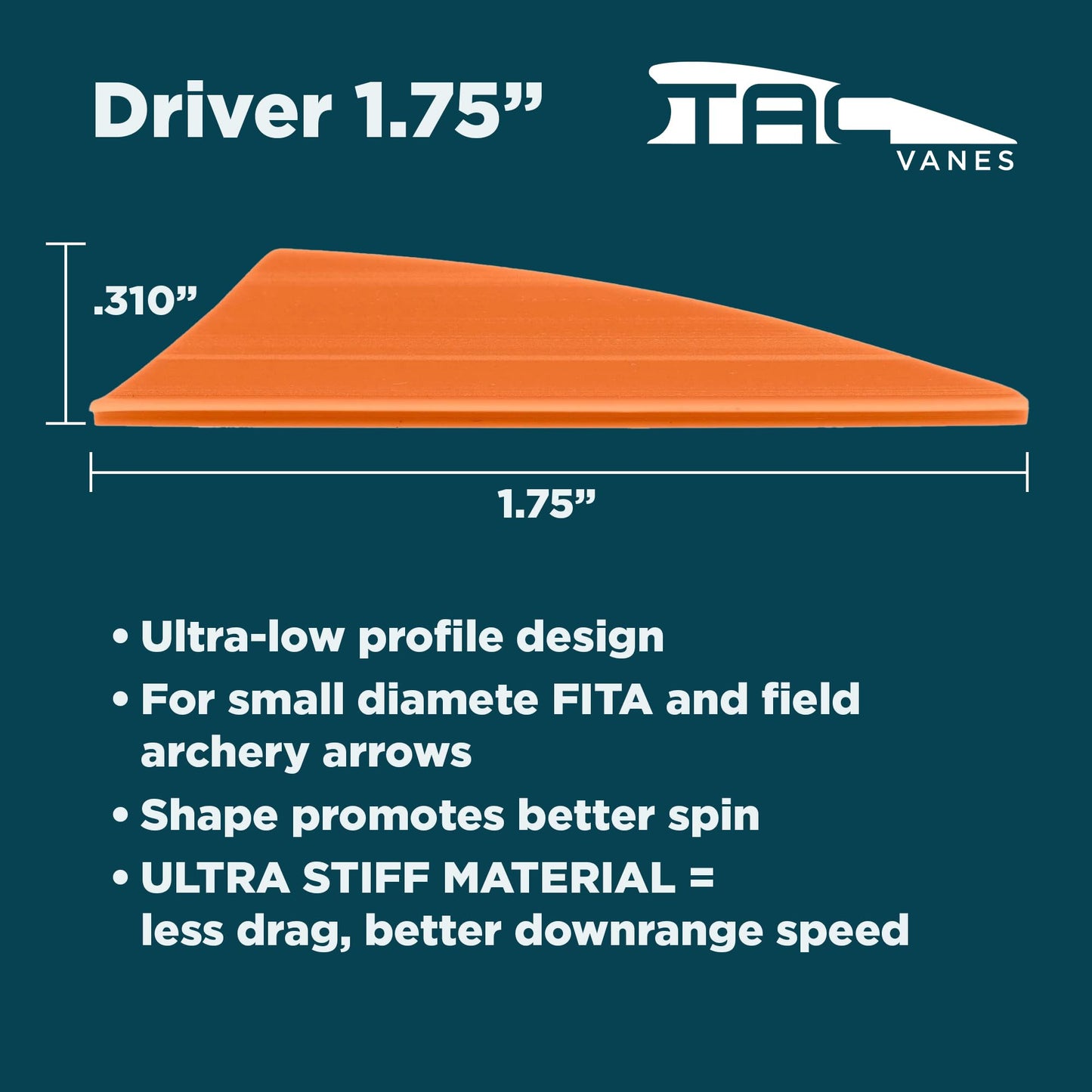 TAC Vanes Driver Arrow Vanes | Archery Fletching for Compound & Crossbow | Durable, Lightweight, High Accuracy, Green 100 Pack