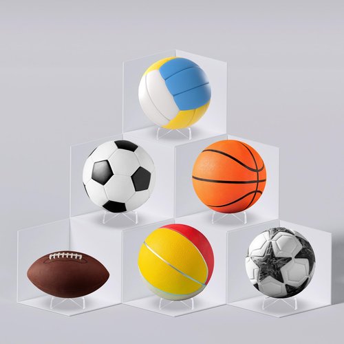Wanmu 6Pcs Acrylic Ball Stand for Display, Clear Basketball Stand, Storage Holder for Football Basketball Soccer Volleyball Rugby, Trophy Autograph Memorabilia Display Cases