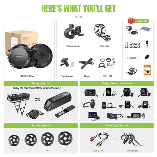 Bafang 1000W Mid Drive Kit,Bafang BBSHD BBS03 Ebike Conversion Kit with Display,48V 8Fun Electric Bike Conversion Kit for Moutain Road Bike(500C,No Battery)