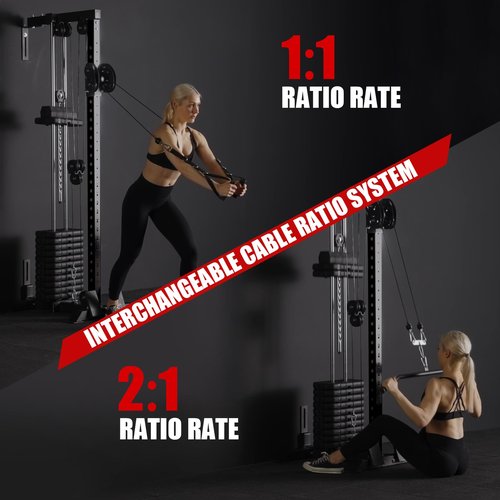 Mikolo Wall Mount Cable Station Pro,215lb Weight Stack Cable Machine, Cable Crossover Machine with Dual Pulley System and 27 Positions for Home Gym(Cable Machine with Upgrade Cable Attachments)