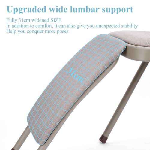 tonchean Yoga Auxiliary Chair with Lumbar Back Support Professional Thickened Foldable Balance Handstand Training Tool Abs & Core Strength Training for Seniors and Adults（Gray）