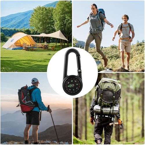 Mini Carabiner Compass – Portable Clip-On Directional Compass with Luminous Dial for Hiking, Camping, Backpacking