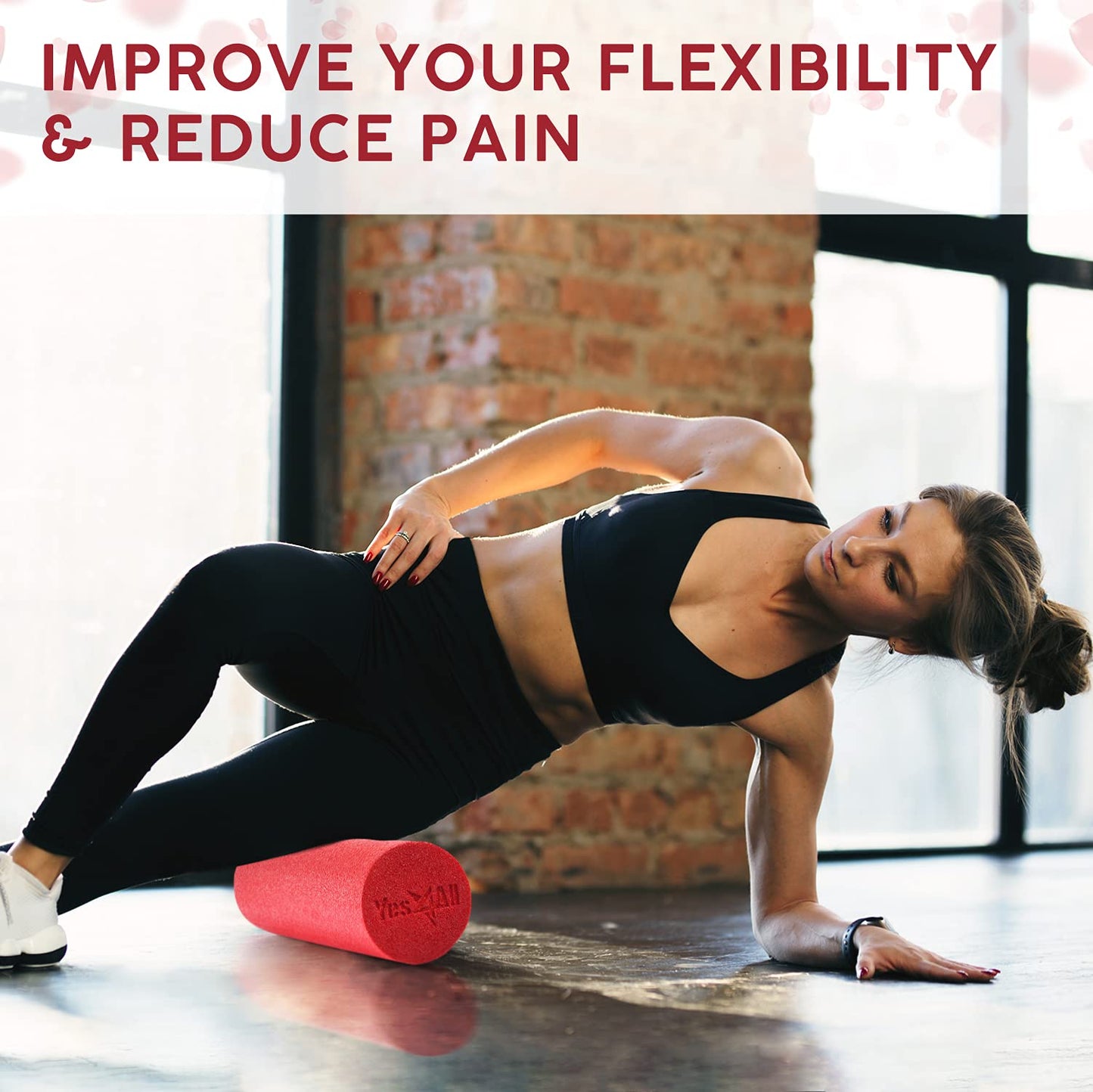 Yes4All Medium Firm Round PE Foam Roller 12, 18, 24, 36 Inches for Pilates, Yoga, Stretching, Balance & Core Exercises
