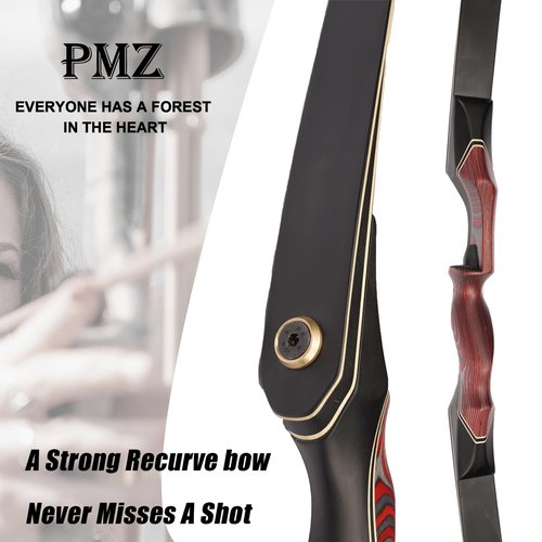 PMZ Recurve Bow and Arrow Set, Newset Professional Aldults Archery Hunting Bow Kit, 60'' Wooden Takedown Bow, for Youth Beginners to Advanced Outdoor Practice & Hunting, Right Hand, 30 lbs
