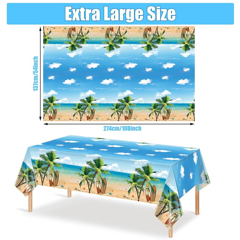 3-Piece Hawaiian Beach Tablecloths Set, 137 x 274 cm Plastic Party Cover