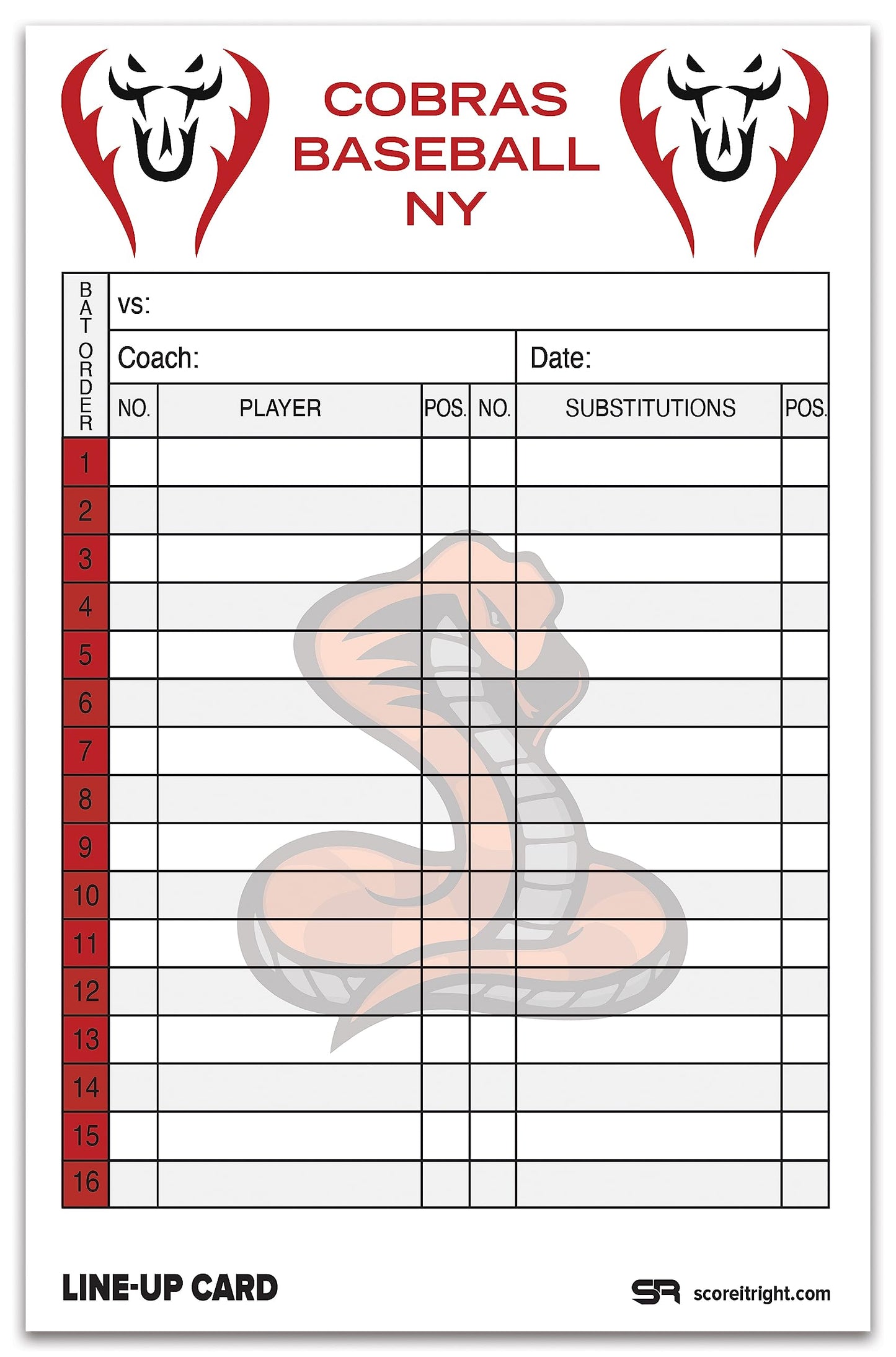 Score It Right Custom Baseball/Softball Lineup Cards – Personalized Lineup Cards – 32-Pack 4 Part Carbonless Paper Lineup Cards for Softball and Baseball – 5.5 x 8.5-inch Cards