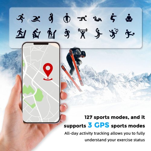 GJMYNSI Smart Health Wristband, Bluetooth Connected Wearable Fitness Tracker, 127 Exercise Modes, 1ATM Water Resistant, Tracks Heart Rate/Blood Pressure/SpO2/Sleep/Steps