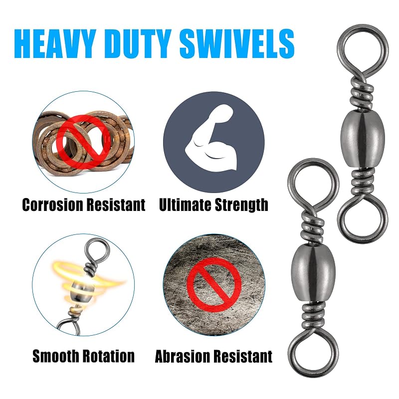 Barrel Swivels Fishing Tackle Set 50Pcs #16-#6/0 Copper Stainless