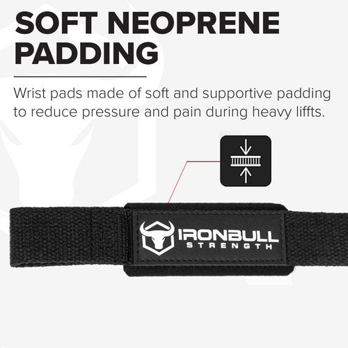 Lifting Wrist Straps for Weightlifting (1 Pair) – Padded Lifting Straps for Deadlifts, Powerlifting, Strength Training & Bodybuilding – Gym Straps for Men & Women (Black V2)