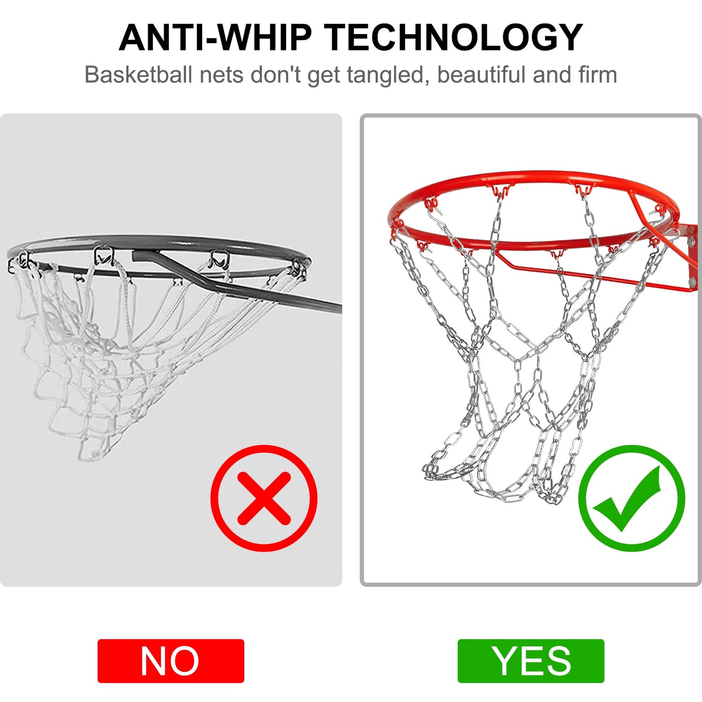 LAO XUE Heavy Duty Chain Basketball Net Replacement,21 Inches Metal