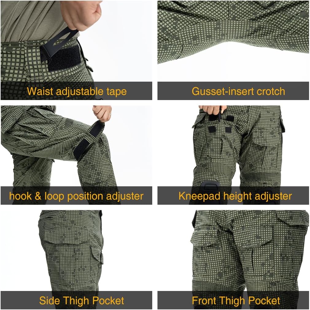 IDOGEAR Men G3 Combat Uniforms Set with Knee & Elbow Pads Camouflage Clothing