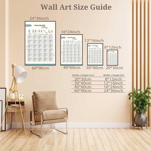 30 Day Weight Loss Wall Pilates Challenge Standing Women Exercises Wall Sticker Art Workout Home Fitness Canvas Poster Weights Guide For Bedroom Gym And Exercise Room 16x24in Unframed