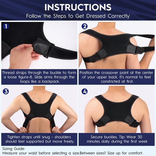 Back Brace Posture Corrector for Men and Women - Bionic System Newly Adjustable Upper Back Support Shoulder Posture Brace, Back Straightener Neck Pain Relief Black 7-004-1