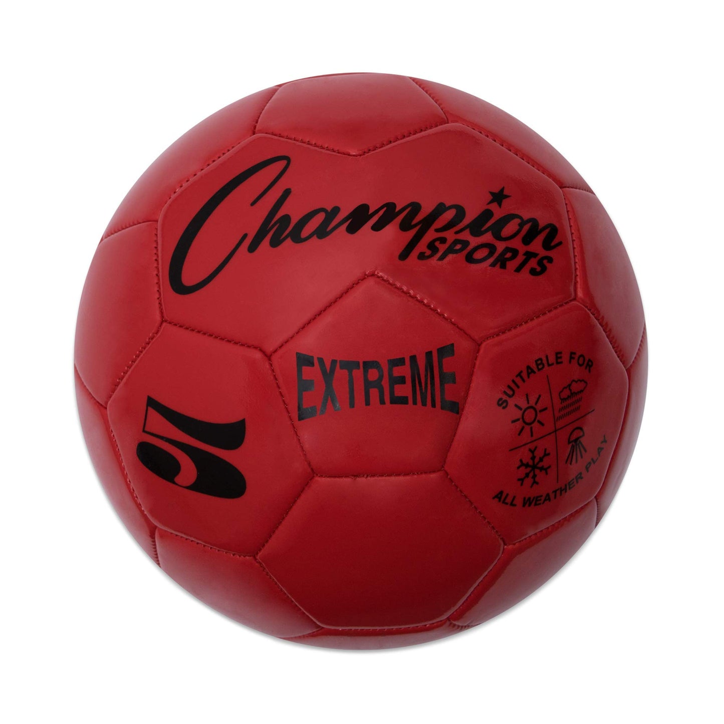 Champion Sports Extreme Series Soccer Ball, Regulation Size 5 - Collegiate, Professional, and League Standard Kick Balls - All Weather, Soft Touch, Maximum Air Retention - For Adults, Teenagers, Red