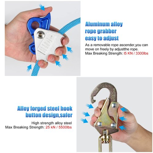 HSSZXFR Tree Climbing Spike, Tree Climbing Gear with Adjustable Climbing Belt and Steel Wire Core Flip Line, Arborist Tree Climbing Kit Tools with Triple Lock Lanyard Adjuster for Tree Work