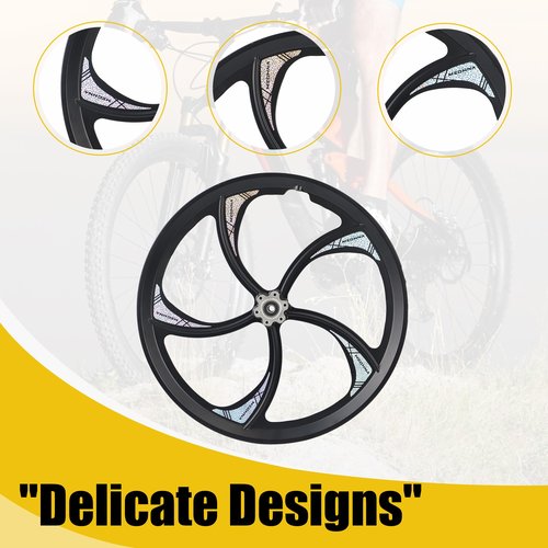 ZUKKA Bike Wheel Set 20 Inch Magnesium Alloy One-Piece Bike Wheels 5 Spokes Rim with Disc Brake & Freewheel Hub for Single Speed or 6-11 Freewheel Quick Release Axles,for Mountain/Folding/Kids Bikes