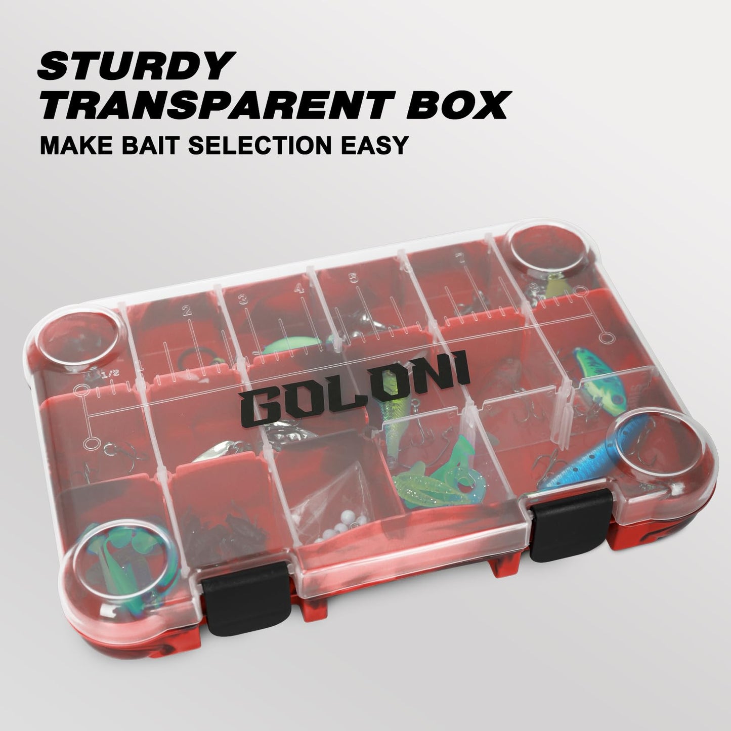 Goloni Fishing Tackle Box,Plastic Clear Fishing Storage Organizer Box With Removable Dividers,3600 Tackle Trays,Storage Lure Box for Lures 4 Pack