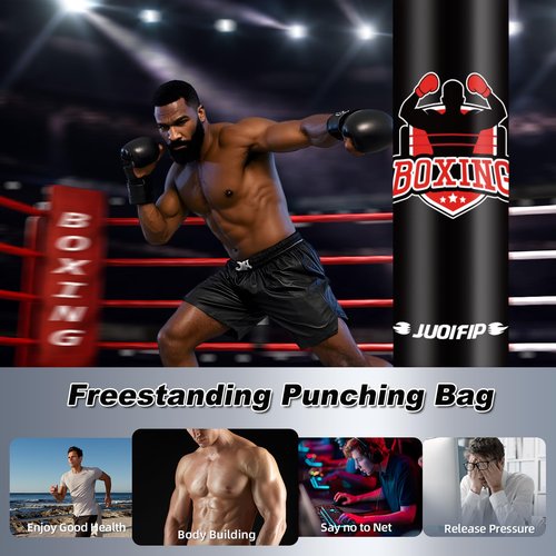 Freestanding Punching Bags for Adults Teens, 70" Freestanding Punching Bag with Stand,Suitable for Kickboxing Martial Arts MMA Dummy Karate Home Gym Training(not Included Pump and Gloves)