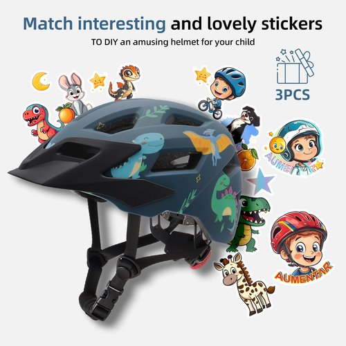AUMENTAR Kids Bike Helmet Boys and Girls Bicycle Helmet with Cool Visor Helmet for Kids 3-14, Children Bike Helmets Youth Bike Helmet Adjustable & Lightweight 48-52cm Blue